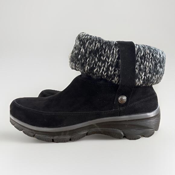 Skechers Boots Womens 8 Easy Going Heighten Snow Black Foldover Knitted Cuff - Picture 4 of 8